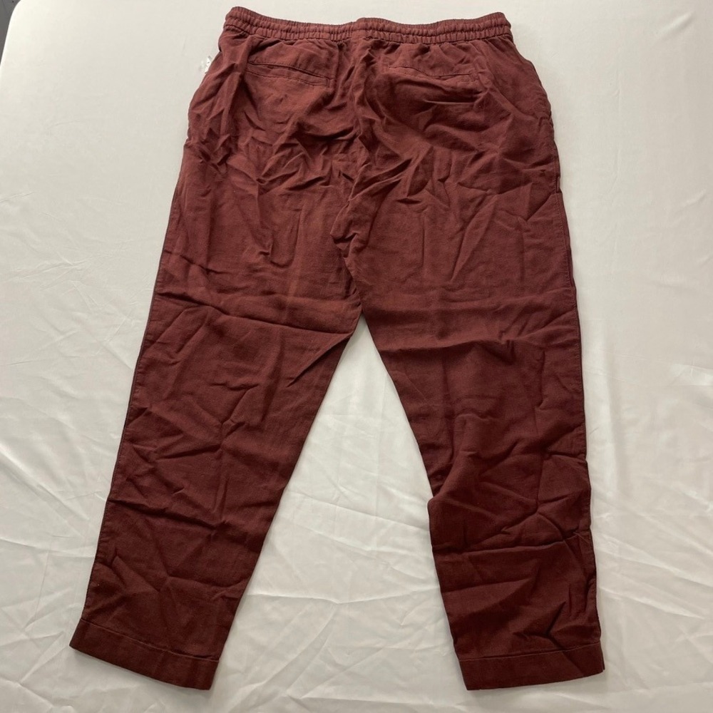 Old Navy Womens Linen Blend Tapered Drawstring Pants Burgundy L - Picture 5 of 5